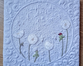 PDF pattern for dandelion clock 12" pattern raw edge applique tutorial free motion embroidery