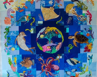 PDF pattern Sea of Life BOM Full pattern set quilt applique pattern