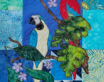 Printed pattern 2 Rainforest Fiesta applique parrots