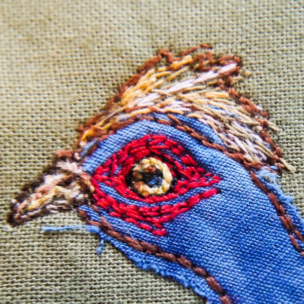 Printed pattern for running pheasant game bird raw edge applique tutorial free motion embroidery