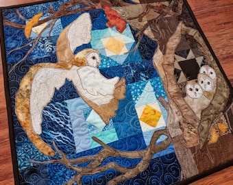 Fabric kit and Printed pattern for 'coming home' quilt raw edge applique tutorial free motion embroidery