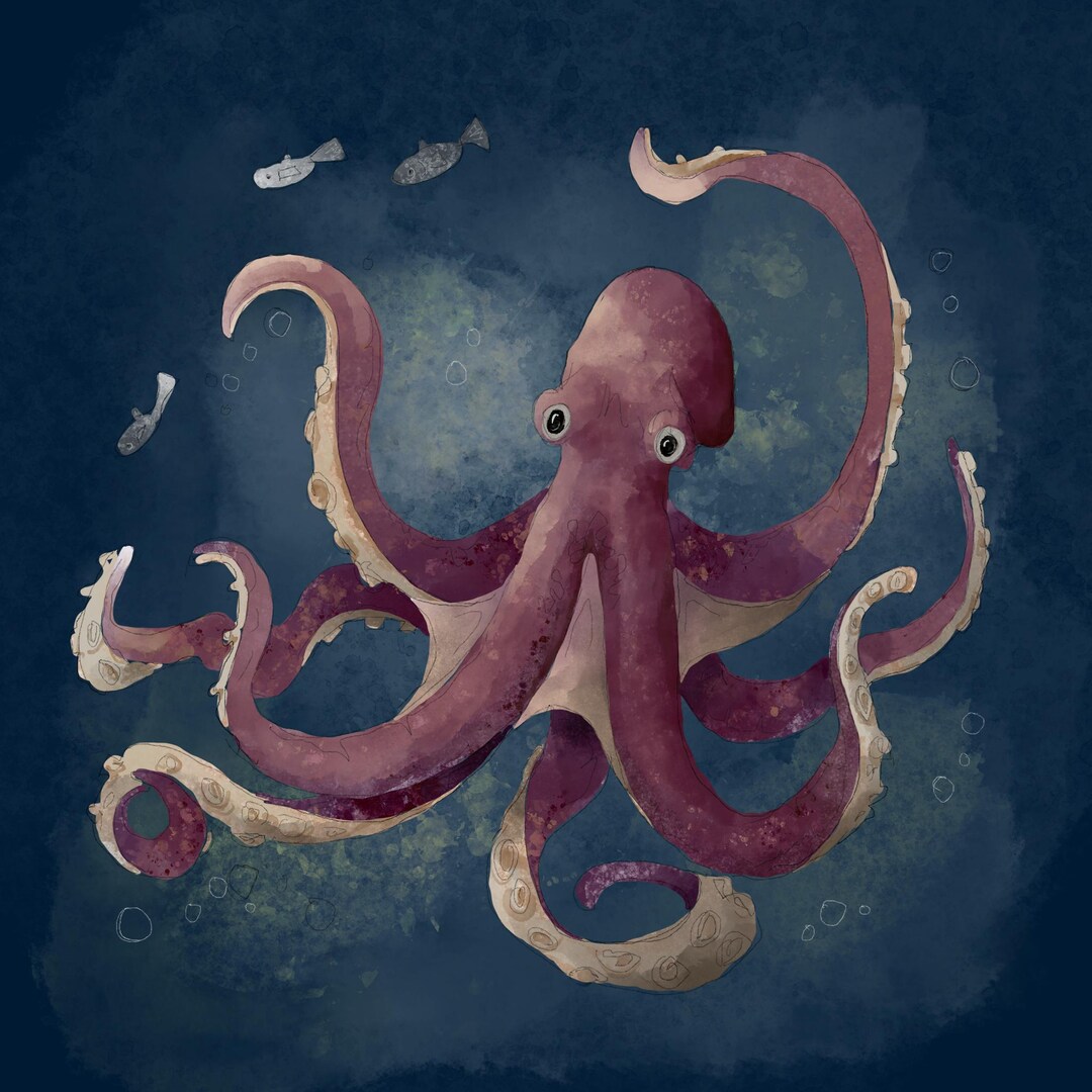 Octopus Fa Ric Panel Pre-order Fabric Panel Octopus on Ocean Blue 30.5 Cm Square Quilting ...