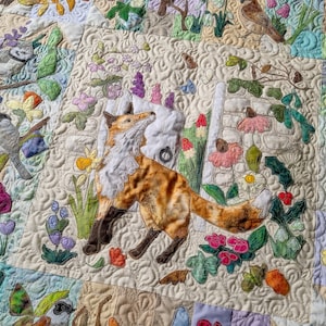 Komplettes Set und Häkelanleitung für ein Jahr der Blumen für den foxy Block des Monats Quilt