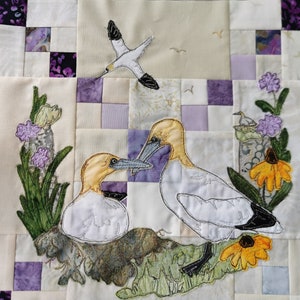 PDF pattern Coastal Path block 9 quilt raw edge applique tutorial free motion embroidery