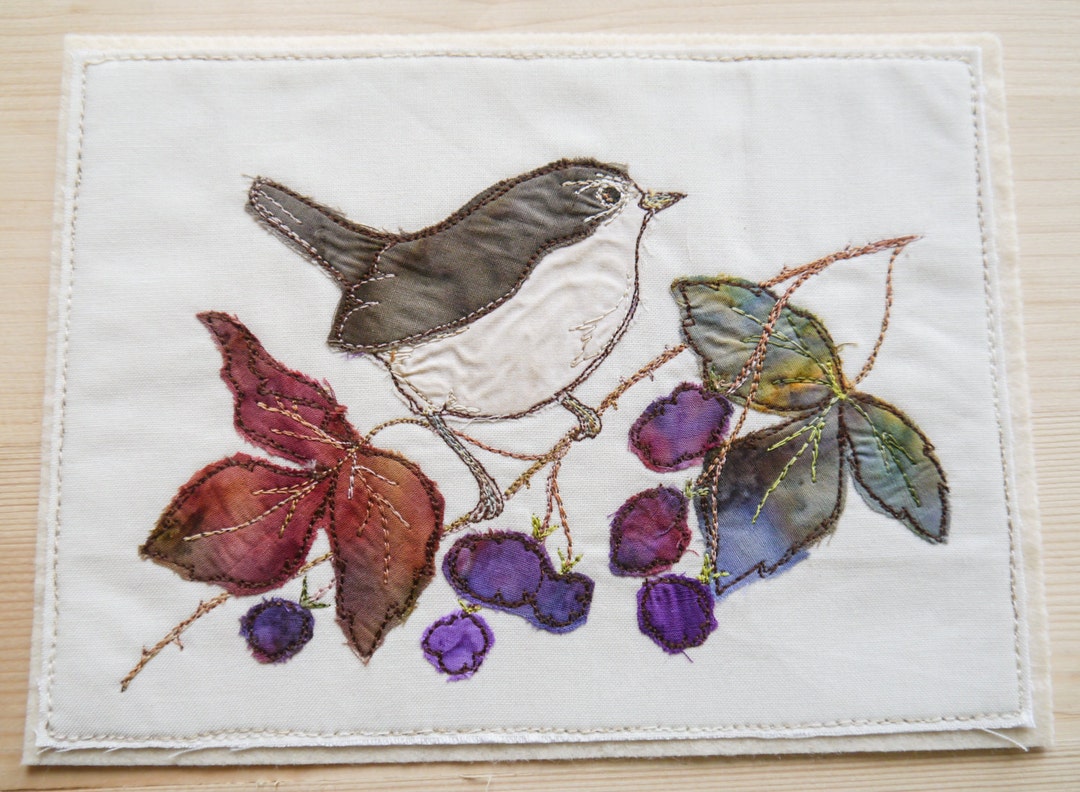 PDF Pattern for Wren With Blackberries Raw Edge Applique Tutorial Free