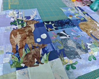 Fabric kit and pattern for Bluebell Woods block of the month quilt