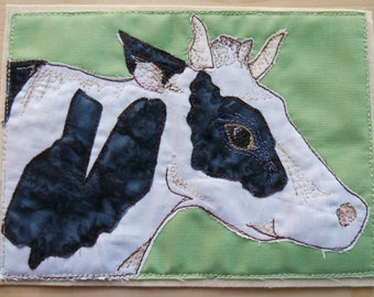 Printed pattern for Daisy the cow farm raw edge applique tutorial free motion embroidery