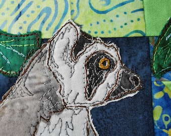 Printed pattern 4 Rainforest Fiesta applique ring tailed lemur