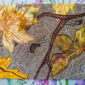 PDF for spiders and autumn leaves raw edge applique tutorial free motion embroidery