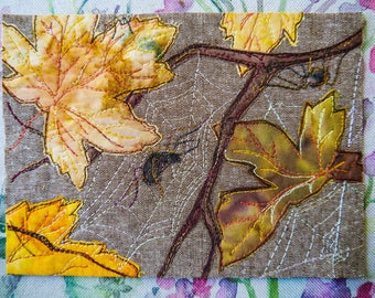 PDF for spiders and autumn leaves raw edge applique tutorial free motion embroidery