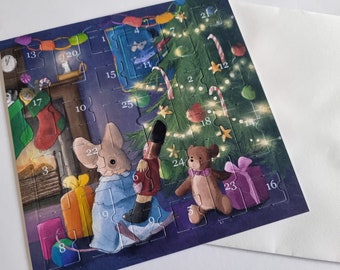 Card picture Advent calendar nutcracker Christmas eve mice