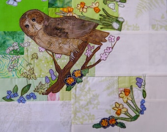 Printed Tree of Life BOM Month 3  early spring tawny owl quilt applique pattern