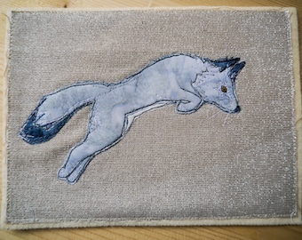 Printed pattern for Arctic Fox raw edge applique tutorial free motion embroidery