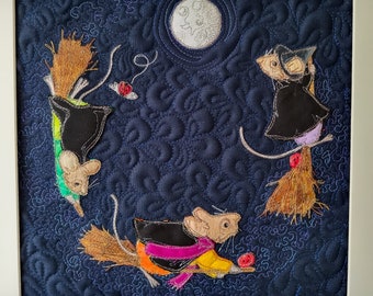 PDF pattern for "Nutmegs school for witches and wizards" raw edge applique tutorial free motion embroidery