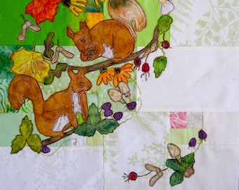 PDF Tree of Life BOM Month 7  early autumn squirrels quilt applique pattern