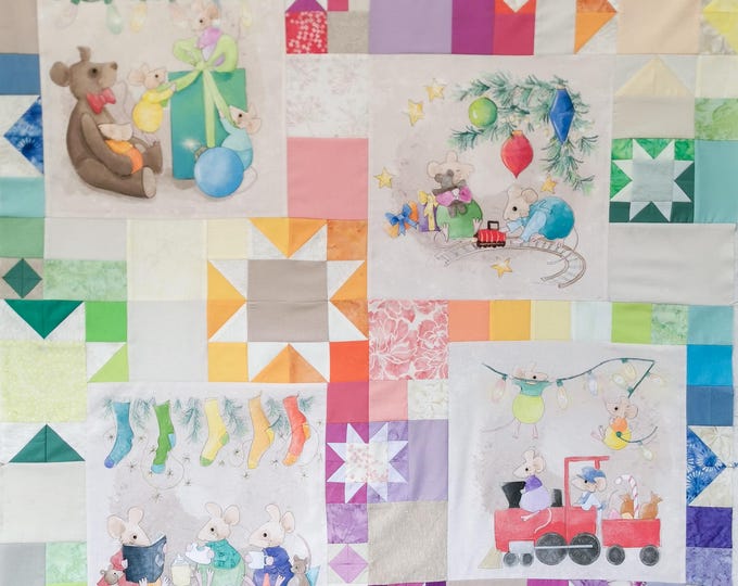 Featured listing image: Fabric & Printed pattern for rainbow Christmas ...