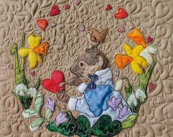 Printed pattern for "Tilly and her valentine" Victorian Animals series 5 raw edge applique tutorial free motion embroidery