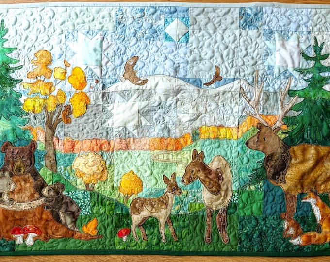 Featured listing image: PDF Rocky Mountain Quilt Pattern Set: Raw Edge Applique Tutorial