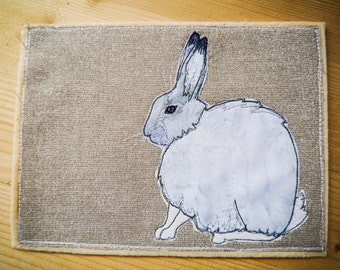 Printed Pattern for Arctic hare raw edge applique tutorial free motion embroidery