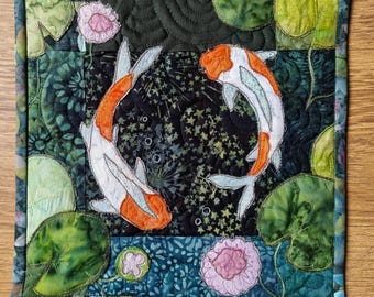 Printed pattern for "koi pond"  raw edge applique tutorial free motion embroidery