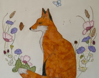 PDF pattern for Balitmore fox raw edge applique tutorial free motion embroidery