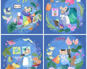 Pre -order Florrie printed panel through the seasons 30.5 by 30.5 cms