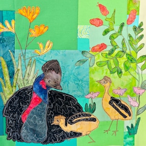 プリントダウンアンダーキルト 2ヶ月目 ヒクイドリとひな