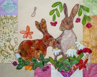 Printed pattern Autumn wreath BOM Month 4 Hares