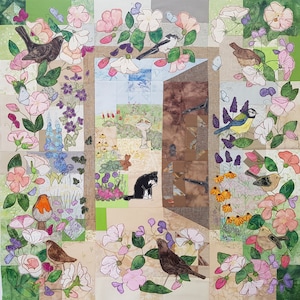 Full Printed pattern set for the Secret Garden Blocks 1 to  6 quilt raw edge applique tutorial free motion embroidery