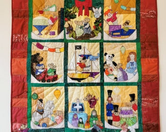 Full set of printed patterns for in the  Toy Show Window quilt raw edge applique tutorial free motion embroidery