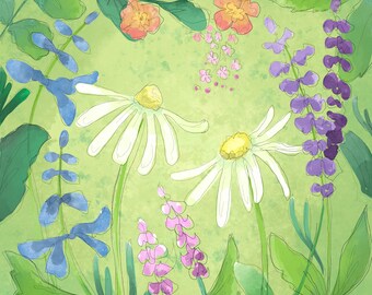 Pre -order summer garden printed panel  30.5 by 30.5 cms