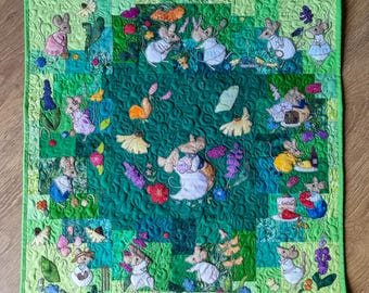 Full kit Garden Fete Block of the month quilt applique victorian mice rainbow