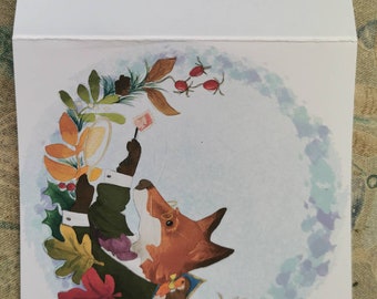 Victorian fox Christmas cards 145 by 145mm blank inside set of 3