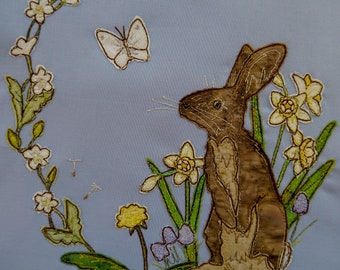 PDF pattern for Spring Bunny raw edge applique tutorial free motion embroidery