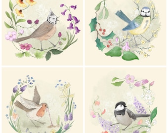 Set of time passes by printed panel set one of each design printed panel on quilting cotton 30.5 by 30.5 cms