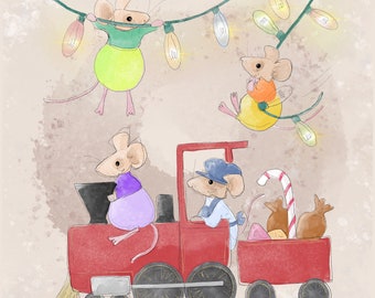 Pre -order Christmas morning 3 printed panel on quilting cotton 30.5 by 30.5 cms