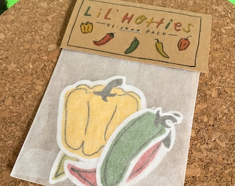 lil hotties | sticker pack | pepper stickers | handmade stickers | cute stickers | stickers for hydro flask, laptop, phone, planner