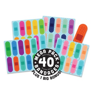 Removable Bandages for Pretend Play, Mega Pack, 40 Bandages plus 1 Big Bonus Bandage image 1