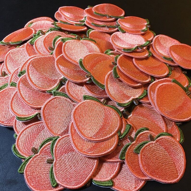 Peach Emoji Embroidered Patch jacket patch large sew on iron Etsy