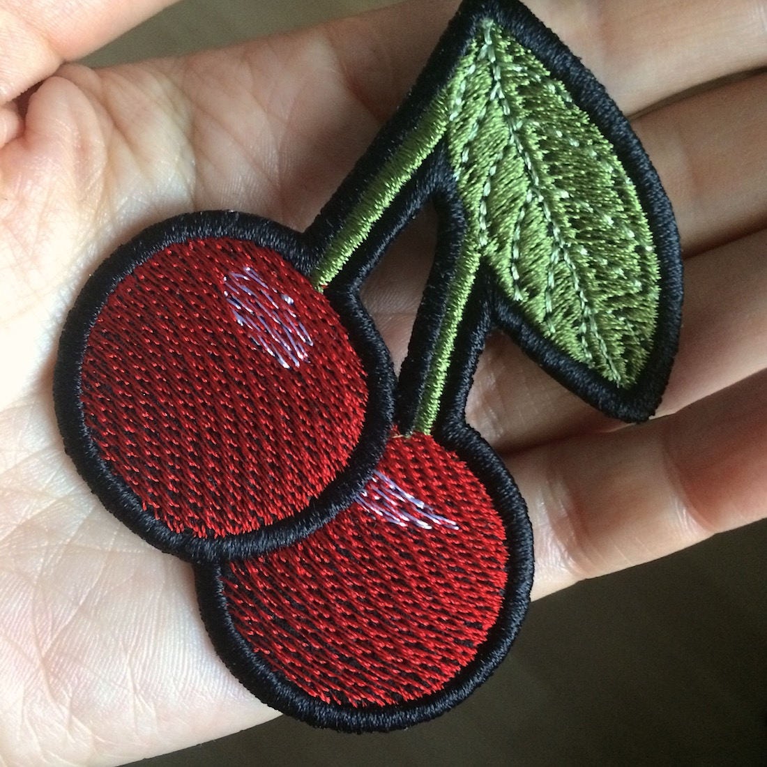 Cherries Emoji Embroidered Patch jacket patch bag sew on patch Etsy