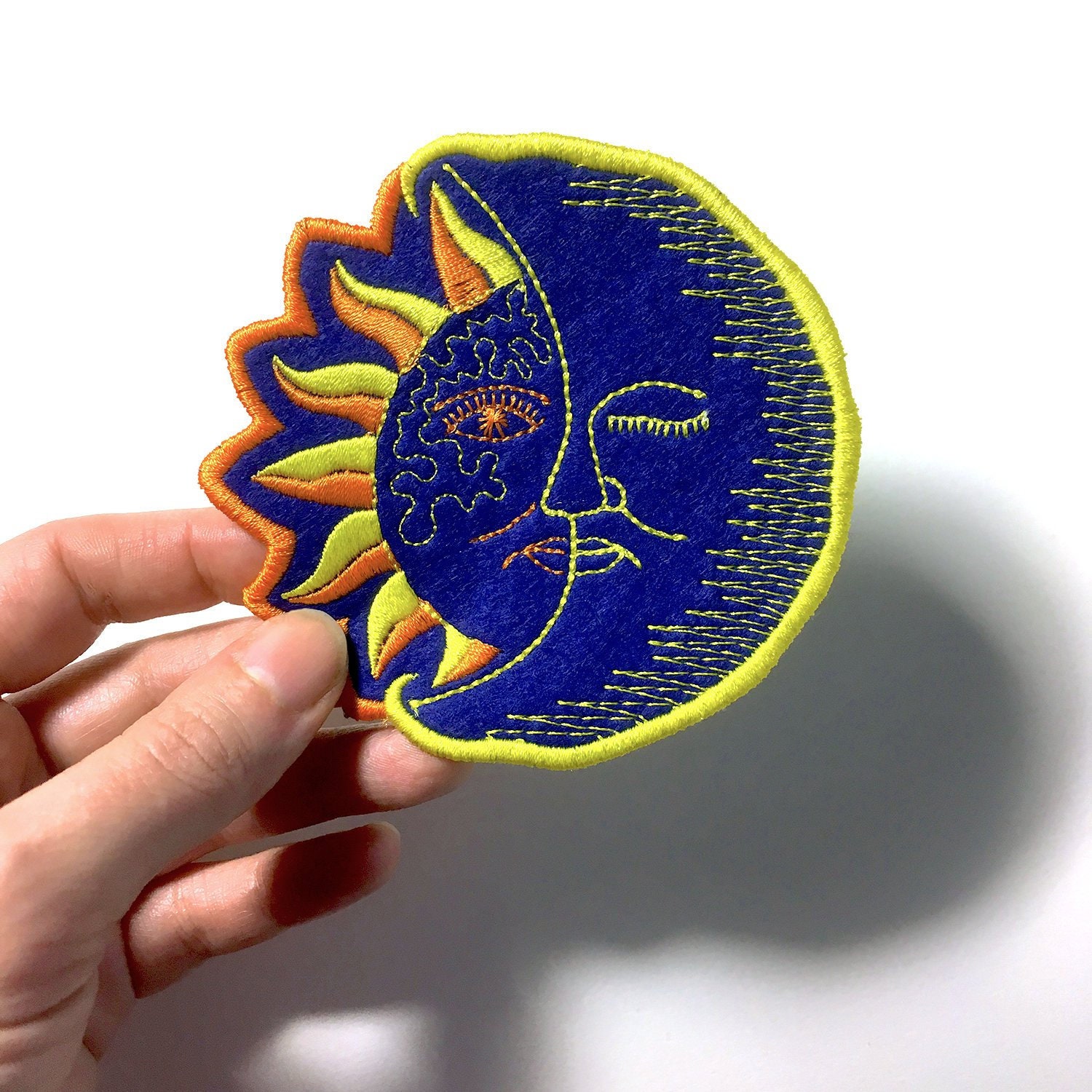 Sun Moon Faces Embroidered Patch For Jacket Sew On Iron On Etsy