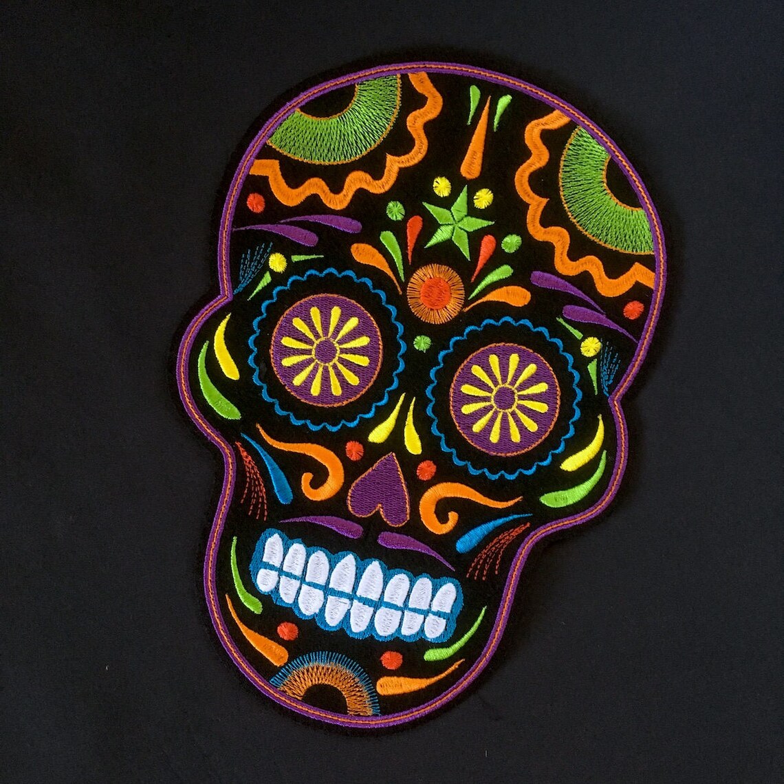 San Diego Fia Tuck Patch Suga Skull Flowe Emboideed Ion On