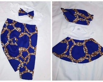 African Print Ankara Circles Twin Baby Outfits