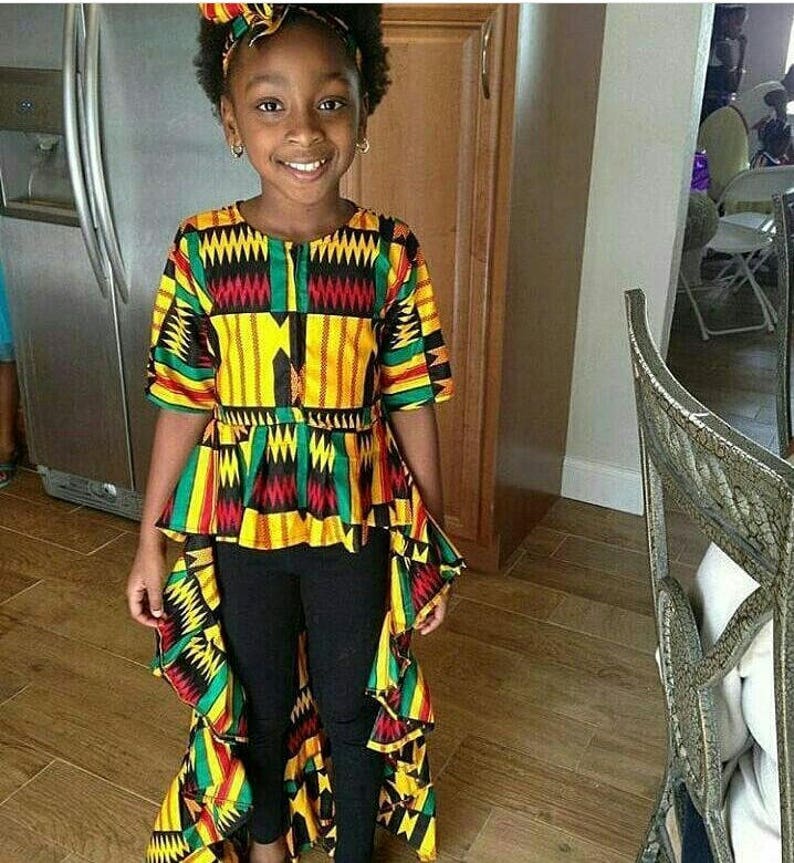 NEW African Print Kente Girls Cape Dress, Cape, Girls Cape Fashion, Ankara Cape Dress, Ankara Hi Low Dress, Tribal Print Hi Low MULTI COLOR KENTE