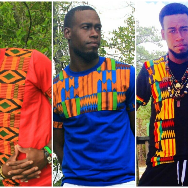 NEW African Print - Men  Kente TShirt Design, Africa Print Tee Shirt, Kente Shirt, Men TShirt Design, African Print Shirt, Ghana Kente Shirt