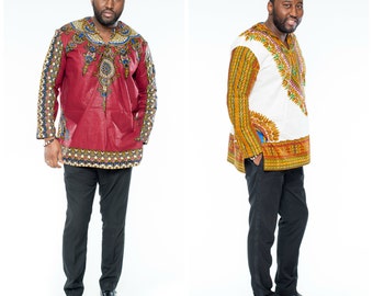 NEW Men's Dashiki Shirt Round Neck,White Royal Blue Dashiki Skirt,Dashiki Shirt,African Traditional Shirt, Men Dashiki Shirt,Men Fashion