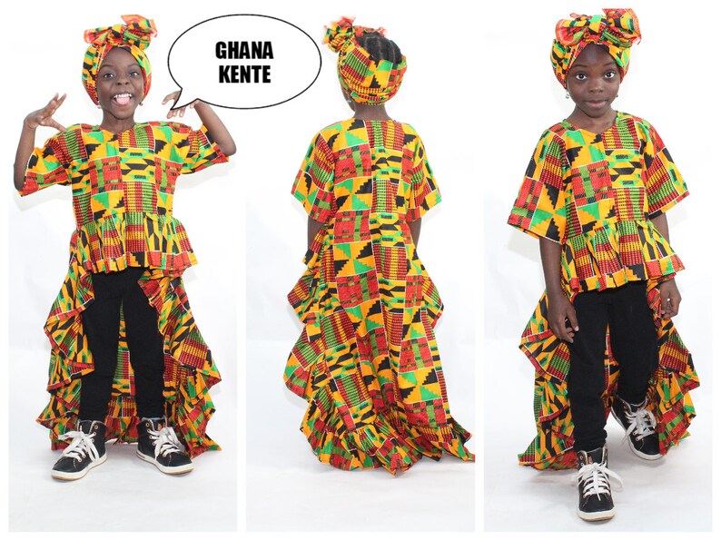 NEW African Print Kente Girls Cape Dress, Cape, Girls Cape Fashion, Ankara Cape Dress, Ankara Hi Low Dress, Tribal Print Hi Low GHANA KENTE