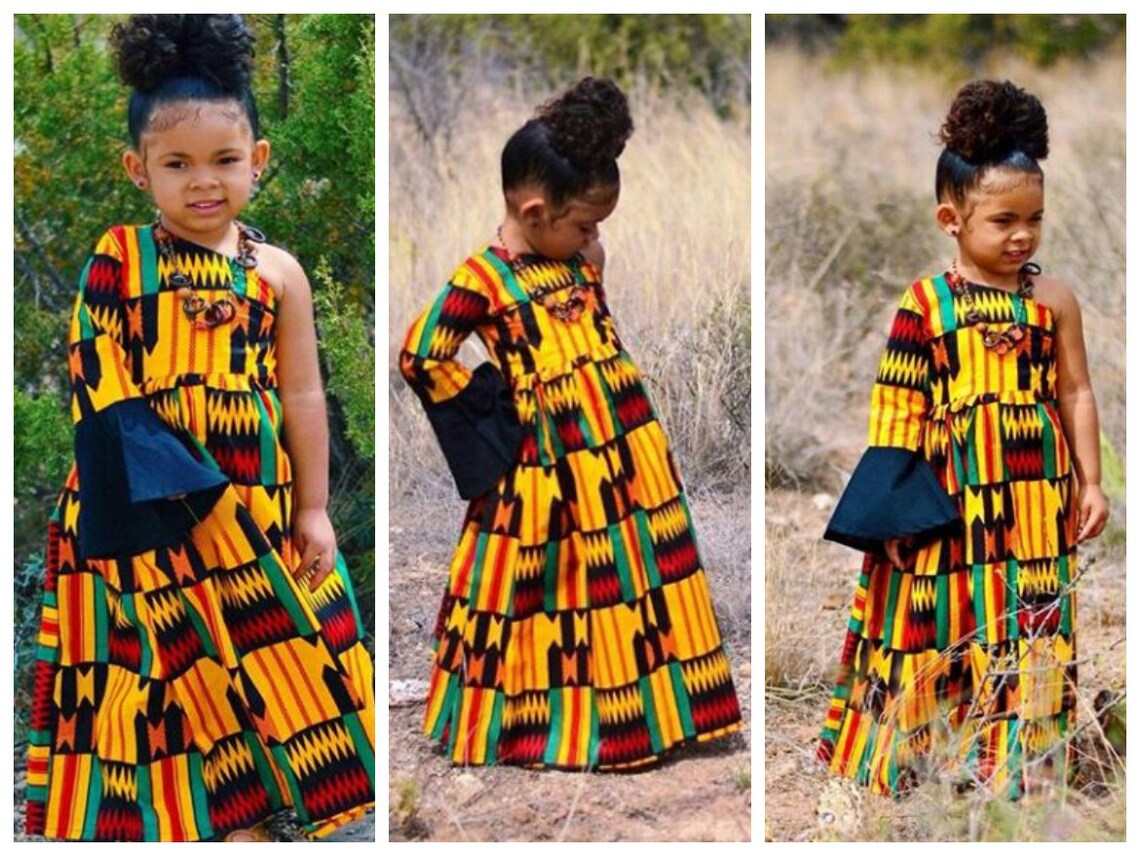 NEW African print Ankara Ghana Kente Girl Maxi Dress Girls Etsy
