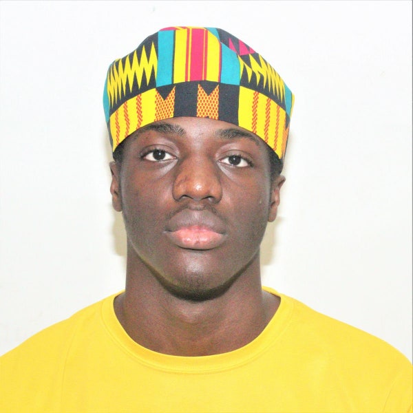 African Print Ghana Multi Color Kente Kufi Hat