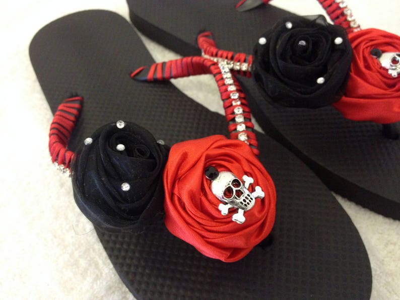 red bling flip flops